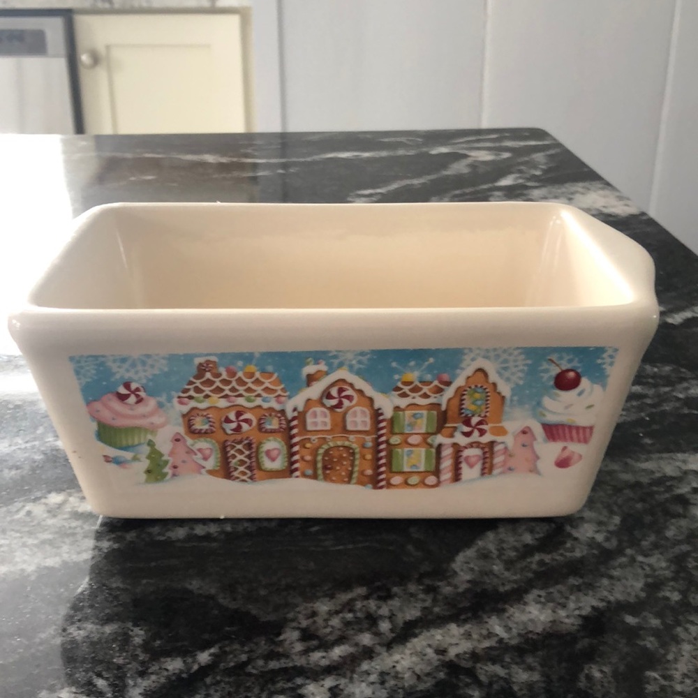 Nantucket Kitchen Bakeware, Holiday Christmas Stoneware Mini Loaf Pan